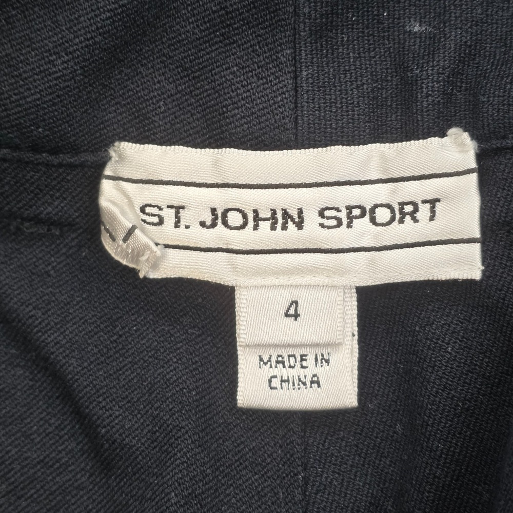 St JOHN SPORT By Marie Gray Pants Women's 4 Black Straight Leg Cotton Stretch - Picture 6 of 14